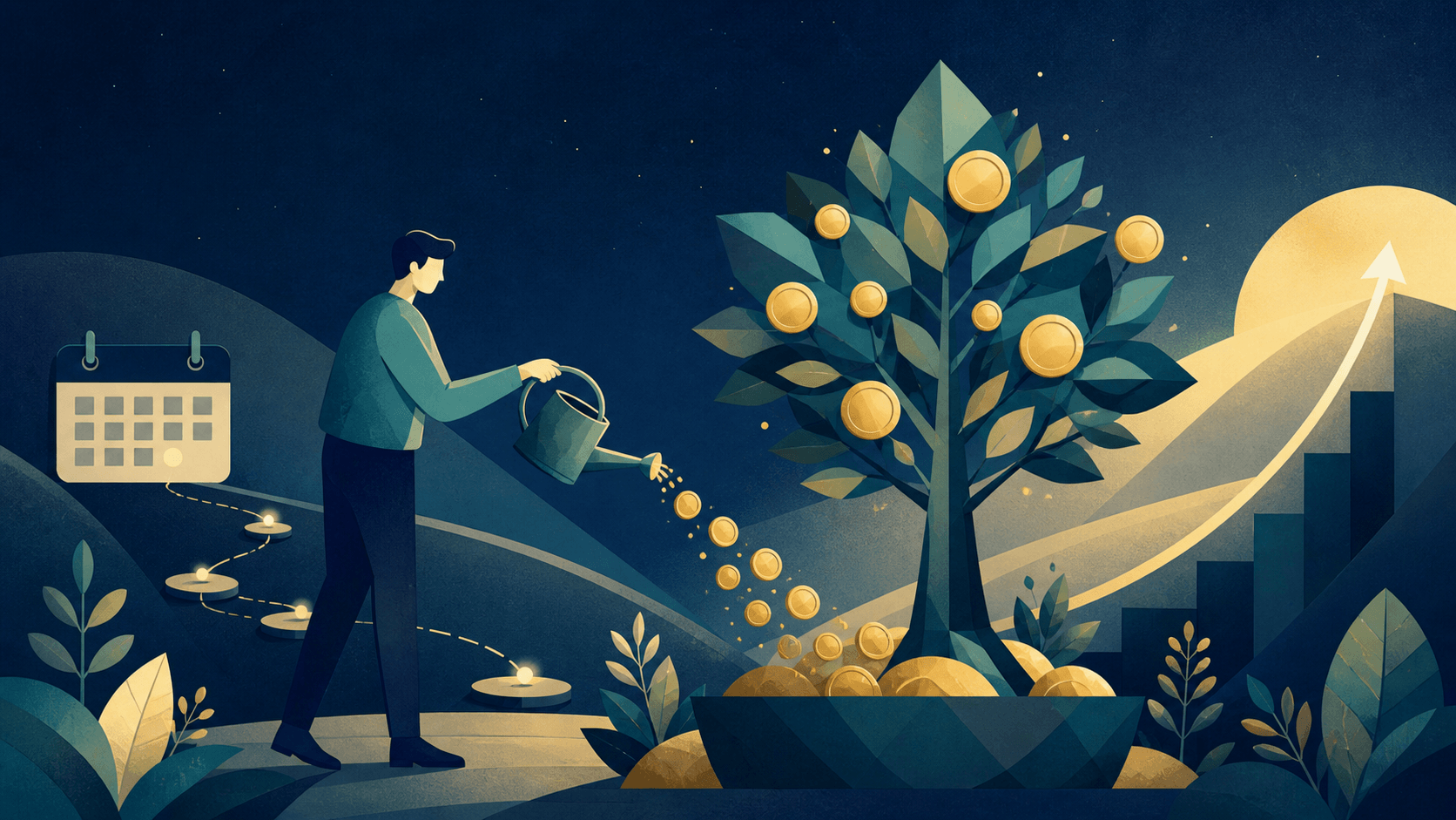 A savings system growing steadily into long-term wealth